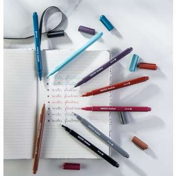 DIVERSEBEE Fine Tip Pens, 8 Bible Pens No Bleed Through, Assorted Fine Point Pens for Journaling, 0.5mm Fineliner Markers, Bible Study Journaling Supplies, Bible Accessories (Winter)