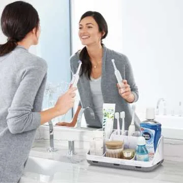 GFWARE Marble Bathroom Countertop Organizer - Detachable 7 Slots Kids Electric Toothbrush and Toothp...