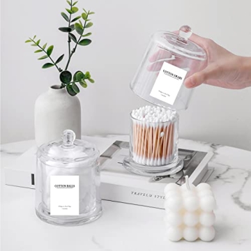Stylish rejomiik Q-tip Holders - Elegant Glass Bathroom Storage