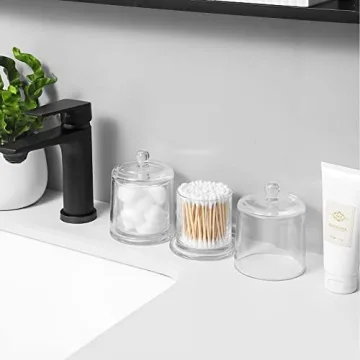 Stylish rejomiik Q-tip Holders - Elegant Glass Bathroom Storage