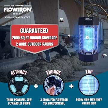 Flowtron Indoor Outdoor Fly Control - Powerful Insect Zapper