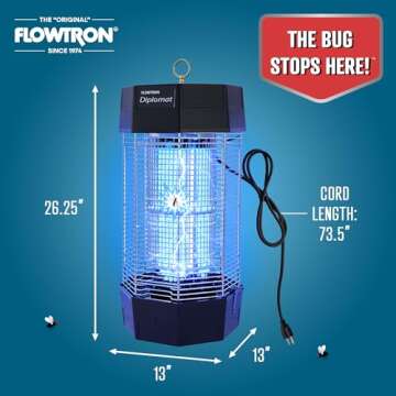 Flowtron Indoor Outdoor Fly Control - Powerful Insect Zapper