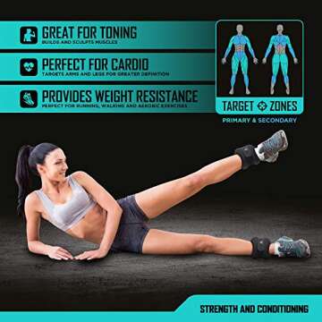 RBX 2lb Ankle and Wrist Weights for Women and Men - Velcro Straps, Made for Jogging, Walking, Resist...