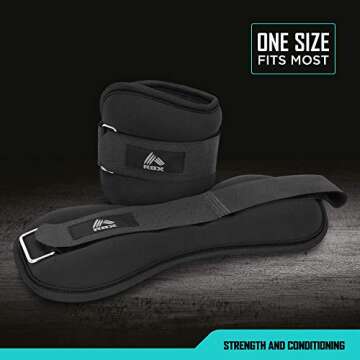 RBX 2lb Ankle and Wrist Weights for Women and Men - Velcro Straps, Made for Jogging, Walking, Resistance Training, and Physical Therapy (Set of 2) - Soft Touch Material