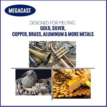 #4 8KG MegaCast, Foundry Clay Graphite Crucibles Black Cup Furnace Torch Melting Casting Refining Gold Silver Copper Brass Aluminum