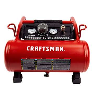 Craftsman Air Compressor, 3 Gallon 1.5 HP Max 155 Psi Pressure Oil-Free Portable, Red- CMXECXA0200341