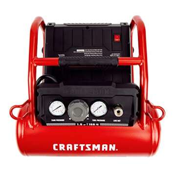 Craftsman Air Compressor, 3 Gallon 1.5 HP Max 155 Psi Pressure Oil-Free Portable, Red- CMXECXA0200341