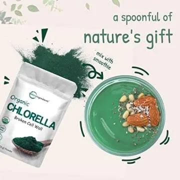 Micro Ingredients Organic Chlorella Powder, 10 Ounce, Broken Cell Wall, Rich in Vegan Proteins & Vitamins, Raw, Bulk Premium Chlorella Supplement, Vegan Friendly, Non-Irradiation