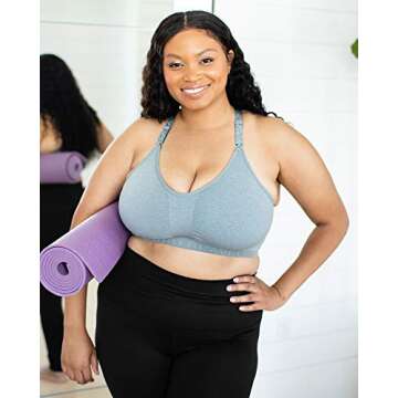 Kindred Bravely Sublime Busty Sports Nursing Bra | Seamless Maternity Sports Bras for E, F, G, H, I Cups (Seaglass Heather, Medium-Busty)