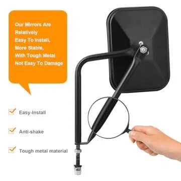 Door Off Mirror Compatible with Jeep Wrangler JK JL & Unlimited, Wider View Easy-Install Door Hinge Side Mirrors for Wrangler JK JL Unlimited