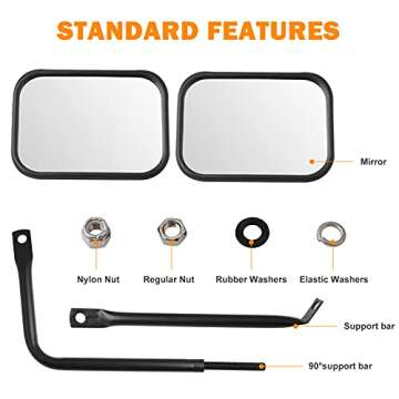 Door Off Mirror Compatible with Jeep Wrangler JK JL & Unlimited, Wider View Easy-Install Door Hinge Side Mirrors for Wrangler JK JL Unlimited
