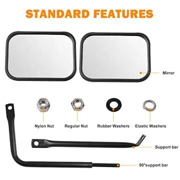 Door Off Mirror Compatible with Jeep Wrangler JK JL & Unlimited, Wider View Easy-Install Door Hinge Side Mirrors for Wrangler JK JL Unlimited