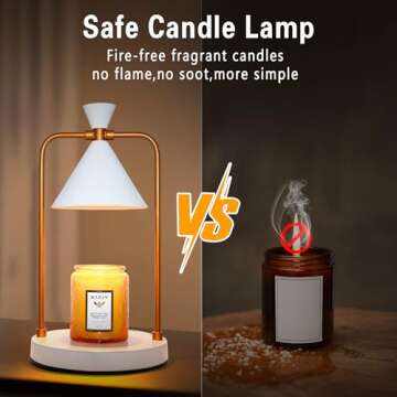 Candle Warmer Lamp with Timer,Electric Candle Warmer,Dimmable Candle Lamp Warmer, for Women,Valentines Day Gifts for Her, House Warming Gifts for New Home Bedroom Decor,White