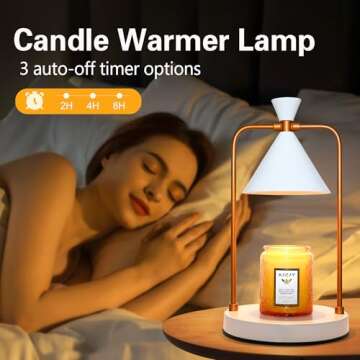 Candle Warmer Lamp with Timer,Electric Candle Warmer,Dimmable Candle Lamp Warmer, for Women,Valentines Day Gifts for Her, House Warming Gifts for New Home Bedroom Decor,White