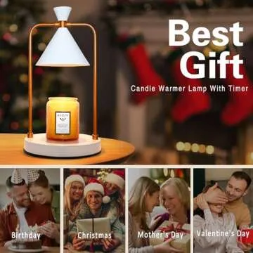 Candle Warmer Lamp with Timer,Electric Candle Warmer,Dimmable Candle Lamp Warmer, for Women,Valentines Day Gifts for Her, House Warming Gifts for New Home Bedroom Decor,White