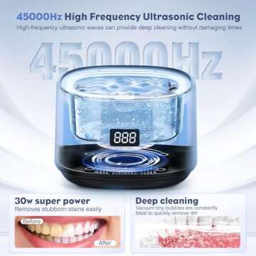 Ultrasonic Retainer Cleaner, FTCIRA 30W Professional Ultrasonic Jewelry Cleaner, 45kHz 230ML Portabl...