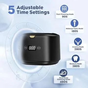 Ultrasonic Retainer Cleaner, FTCIRA 30W Professional Ultrasonic Jewelry Cleaner, 45kHz 230ML Portable Cleaner Machine for Dentures, Aligner, Braces, Mouth Guards, Shaver Head, Jewelry, Black