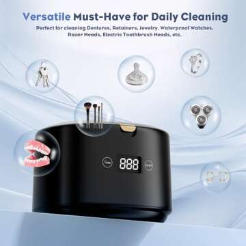 Ultrasonic Retainer Cleaner, FTCIRA 30W Professional Ultrasonic Jewelry Cleaner, 45kHz 230ML Portable Cleaner Machine for Dentures, Aligner, Braces, Mouth Guards, Shaver Head, Jewelry, Black