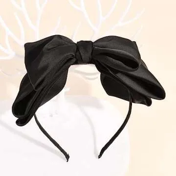 Stylish AIUPUOC French Black Hair Bow Headband for All Ages