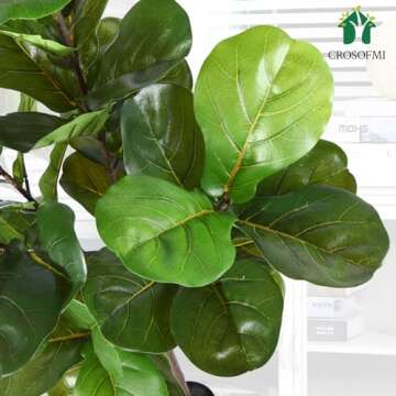 CROSOFMI Artificial Fiddle Leaf Fig Tree 65 Inch Fake Ficus Lyrata Plant with 68 Leaves Faux Plants ...