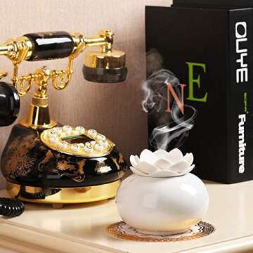 Vyaime Decor Essential Oil Diffuser, Ceramic Cute Personal Humidifiers Aromatherapy Difuser, 200mL 12Hours 7 Colors LED Light Auto Shut-Off for Office Bedroom Baby(White)