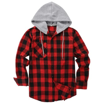Stylish ZITY Men's Flannel Hoodie Shirt - Comfortable & Durable