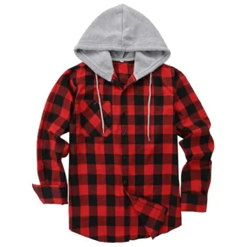 Stylish ZITY Men's Flannel Hoodie Shirt - Comfortable & Durable