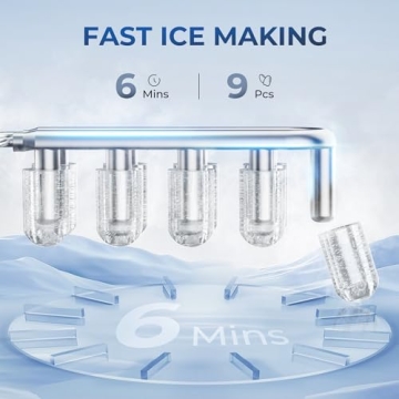 EUHOMY Ice Maker - 9 Cubes in 6 Mins, Compact Design