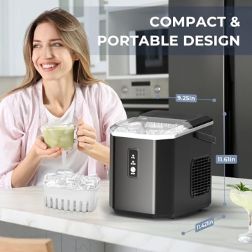EUHOMY Ice Maker - 9 Cubes in 6 Mins, Compact Design