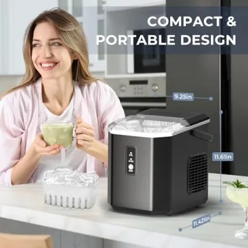 EUHOMY Ice Maker - 9 Cubes in 6 Mins, Compact Design