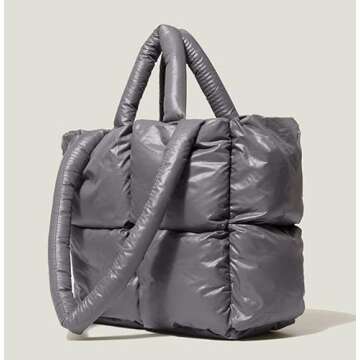 Puffer Shoulder Bag for Women Mini Down Satchel Hobo Bag Quilted Tote Bag Chic Purses 2024