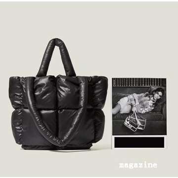 Puffer Shoulder Bag for Women Mini Down Satchel Hobo Bag Quilted Tote Bag Chic Purses 2024