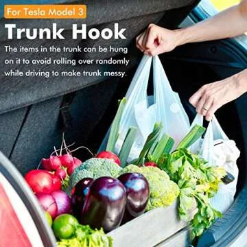Newace Rear Grocery Bags Trunk Hook Compatible with Tesla Model 3 2018-2021 Accessories, Solid ABS Plastic (Black)