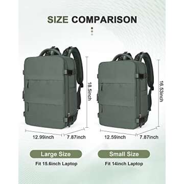 UPPACK Travel Backpack For Women Men Carry On Backpack Flight Approved Gym Bag With Shoe Compartment Hiking Waterproof Laptop Backpack College Essentials Olive Green…