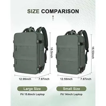 UPPACK Travel Backpack For Women Men Carry On Backpack Flight Approved Gym Bag With Shoe Compartment Hiking Waterproof Laptop Backpack College Essentials Olive Green…