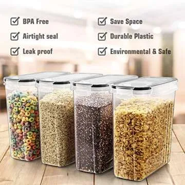 Wildone Cereal & Dry Food Storage Containers, Airtight Cereal Storage Containers Set of 8 [2.5L / 85...