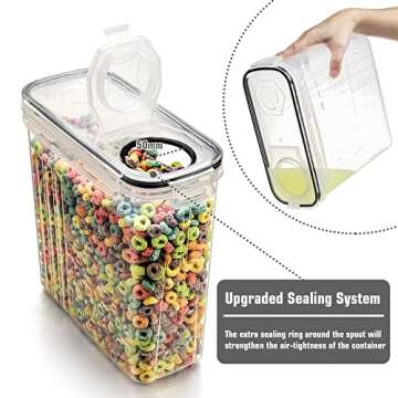 Wildone Cereal & Dry Food Storage Containers, Airtight Cereal Storage Containers Set of 8 [2.5L / 85.4oz] for Sugar, Flour, Snack, Baking Supplies, Leak-proof with Black Locking Lids