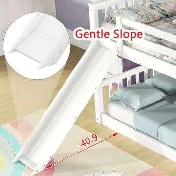 Fun Twin Over Twin Bunk Bed with Slide for Kids