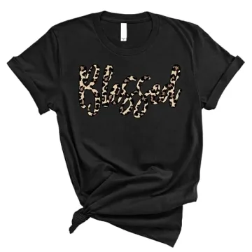 Love in Faith | Blessed Leopard Short Sleeve Christian T-Shirt for Women | Stylish Faith-Based Appar...