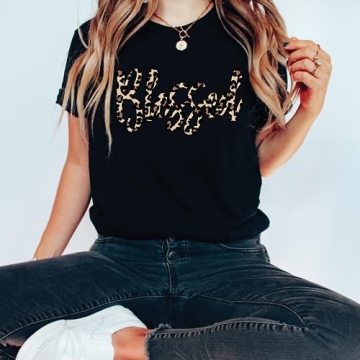 Love in Faith Blessed Leopard T-Shirt for Women