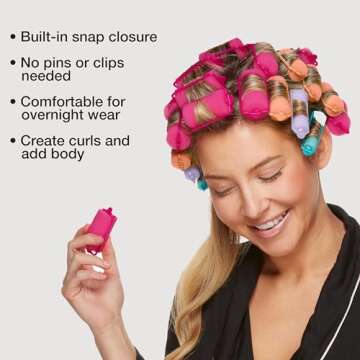 Conair Foam Hair Rollers - 48 Count, Assorted Colors - Heatless Curls, Overnight Curls, Foam Rollers with Storage Case