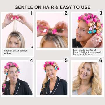 Conair Foam Hair Rollers - 48 Count, Assorted Colors - Heatless Curls, Overnight Curls, Foam Rollers with Storage Case