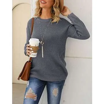 MEROKEETY Women's Soft Waffle Knit Sweater for Every Occasion