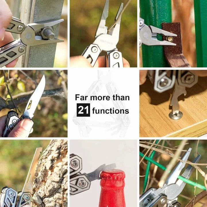 WETOLS Multitool Needle Nose Pliers,21-in-1 Stainless Steel Multi Tool Pocket Knife with Screwdriver Sleeve,Self-locking Survival Knife with EDC Pouch-Great for Outdoor, Simple Repair, Camping, Hiking