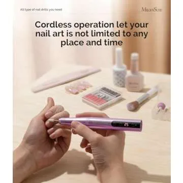 MelodySusie Cordless Electric Nail Drill Machine 11 in 1 Kit,PC180F 25000RPM Portable Rechargeable Nail Efile Set for Acrylic Gel Dip Powder Nails, 25 Speeds Manicure Pedicure Polishing Shape Tools