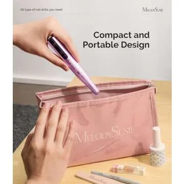 MelodySusie Cordless Electric Nail Drill Machine 11 in 1 Kit,PC180F 25000RPM Portable Rechargeable Nail Efile Set for Acrylic Gel Dip Powder Nails, 25 Speeds Manicure Pedicure Polishing Shape Tools