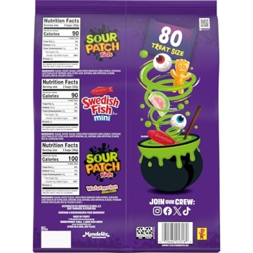 SOUR PATCH KIDS Mini Halloween Candy Variety Pack - 80 Bags