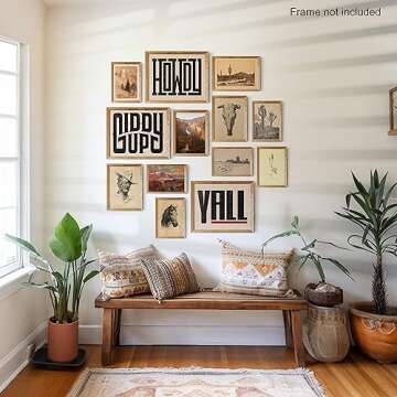 Waschbär Western Wall Decor, Farmhouse Posters, Boho Ranch Desert Southwest Wall Collage Kit, Western Aesthetic Art Pictures for Bedroom Decor (UNFRAMED)