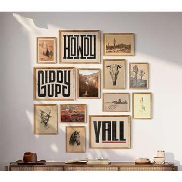 Waschbär Western Wall Decor, Farmhouse Posters, Boho Ranch Desert Southwest Wall Collage Kit, Western Aesthetic Art Pictures for Bedroom Decor (UNFRAMED)