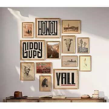 Waschbär Western Wall Decor, Farmhouse Posters, Boho Ranch Desert Southwest Wall Collage Kit, Western Aesthetic Art Pictures for Bedroom Decor (UNFRAMED)